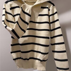 Striped Black and Cream Women's Sweater